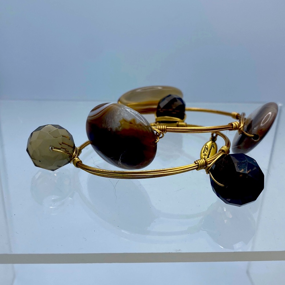 Amanda Blu Topaz Agate Wire Wrap Bangles